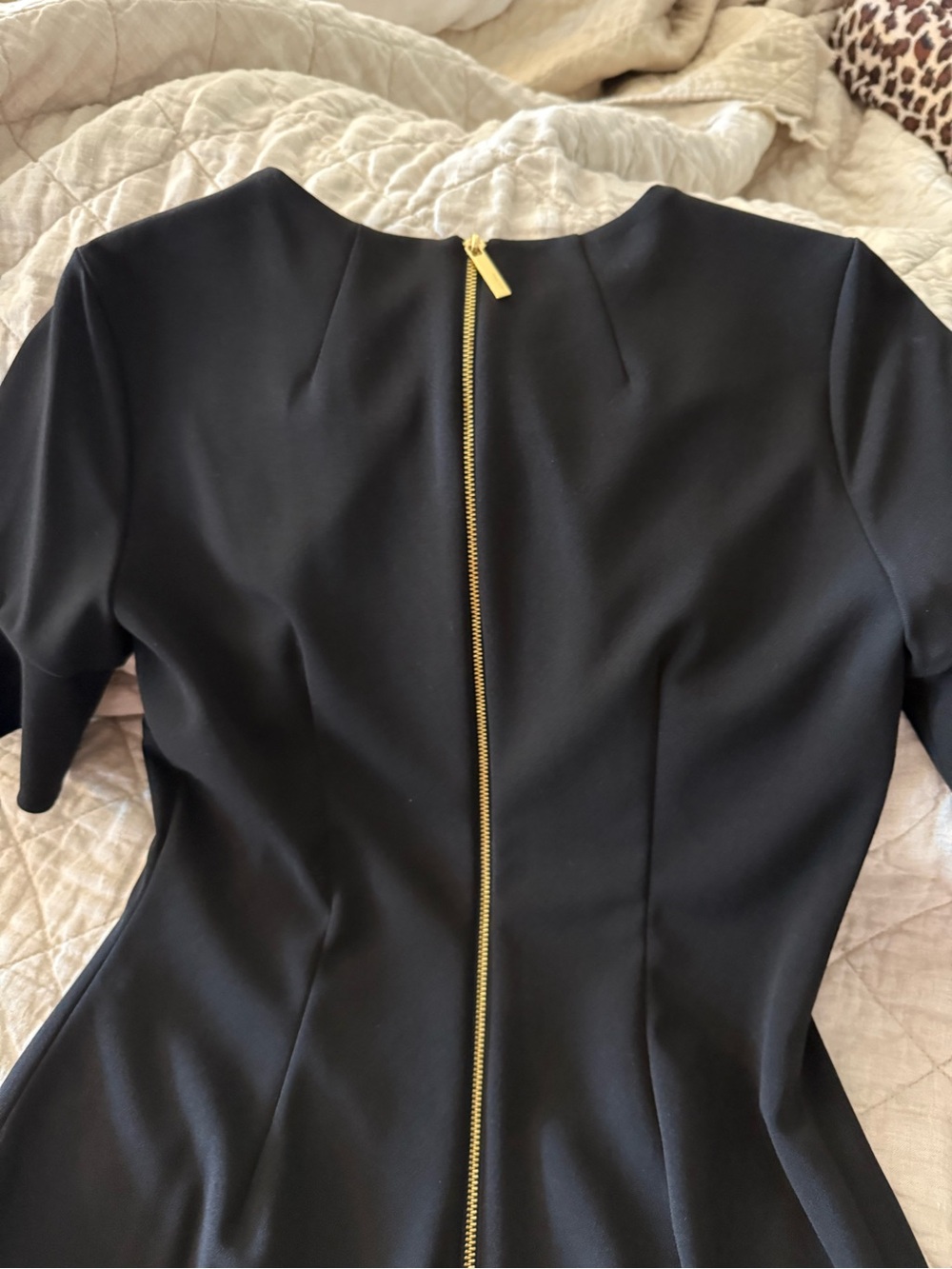 Calvin Klein Black Midi Sheath Dress with Ruffle Sleeves - Picture 4 of 7